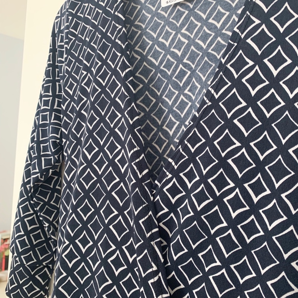 Navy patterned wrap dress - Picture 2 of 2